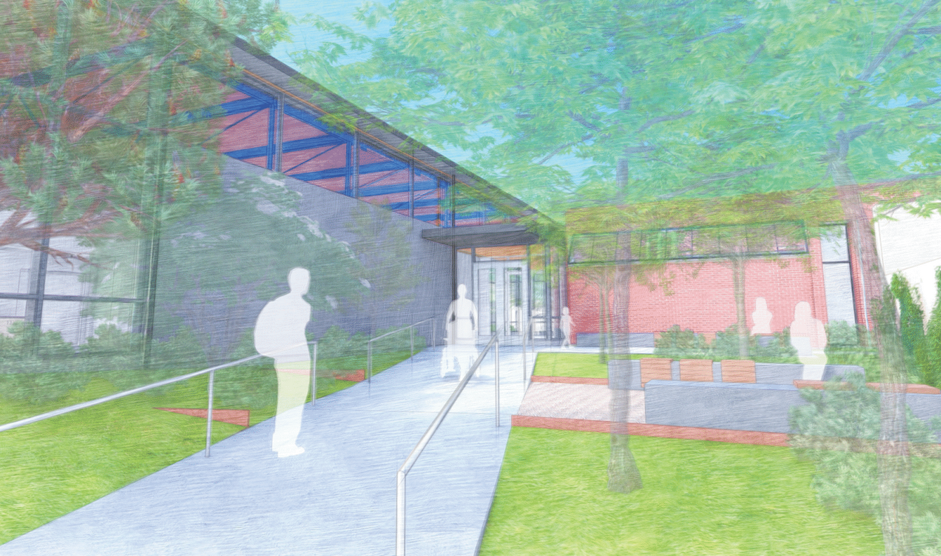 View of the Library - Poplar Street Entry